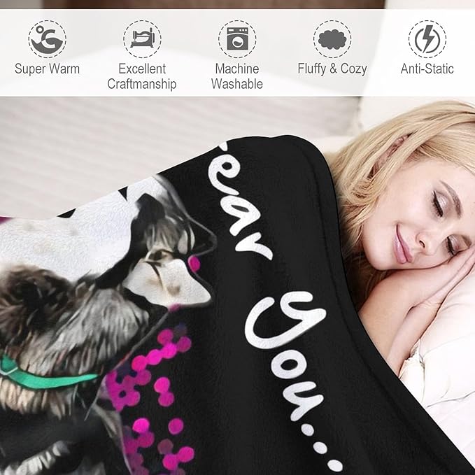 Husky Dog Blanket Husky Gifts for Girls Women Men Funny Husky Throw Blanket for Kids Adults Soft Warm Cozy Fleece Blanket for Couch Sofa Bed 60"x80"