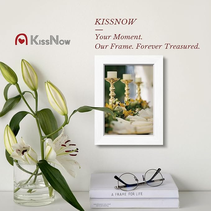 5x7 Picture Frame 4 Pack, White Solid Wood Gallery Photo Frame, Wall Hanging or Tabletop Display