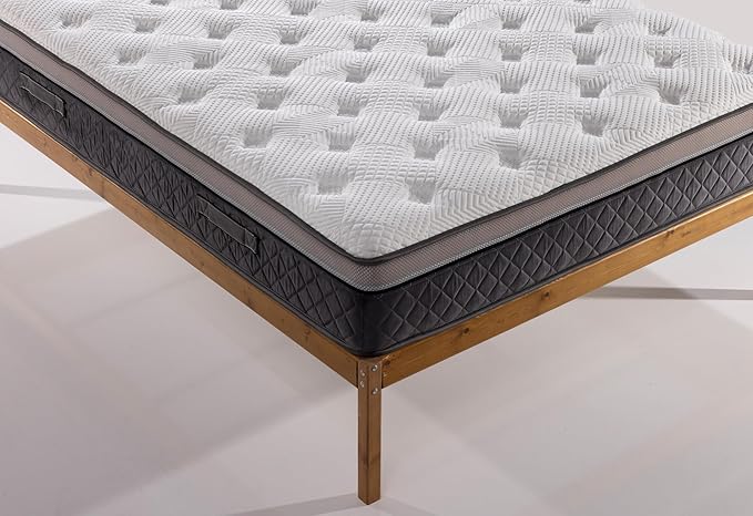 Ottomanson Twin 12” Eurotop Hybrid Mattress - Premium Quilted Cover - Made in USA - Medium-Firm Support - Individually Pocketed Coils & CertiPUR-US Foam - Fiberglass-Free - Bed in a Box