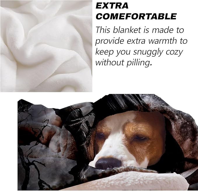 Gothic Blanket Gifts for Adults and Kids Raven and Moon Halloween Throw Blankets for Bed Room Couch Soft Lightweight Warm Cozy Throws Decor 50x60in