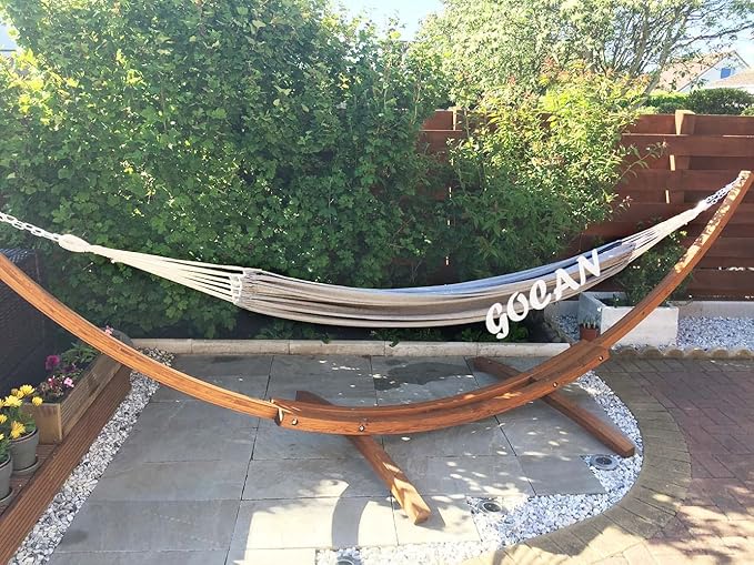 Brazilian Double Hammock 2 Person Extra Large 330X150cm Load Capacity 600Pound Canvas Cotton Hammock for Patio Porch Garden Backyard Lounging Outdoor and Indoor XXL(Grey)