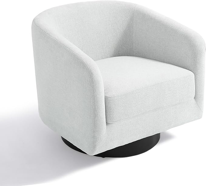 UIXE Swivel Accent Chairs Set of 2, Chenille Barrel Chair Upholstered Armchair for Living Room, Modern Round Arm Chair Small Single Sofa Bedroom Reading Seat - Beige