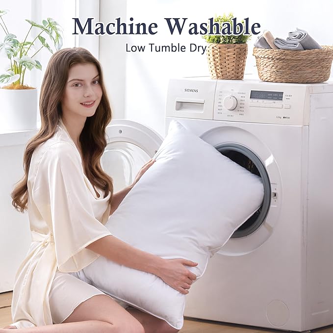 puredown® Goose Feathers and Down Pillows - Made in USA, Pillows Queen Size Set of 2, Hotel Pillow with 100% Cotton Cover, Luxury Gusseted Bed Pillows for Sleeping