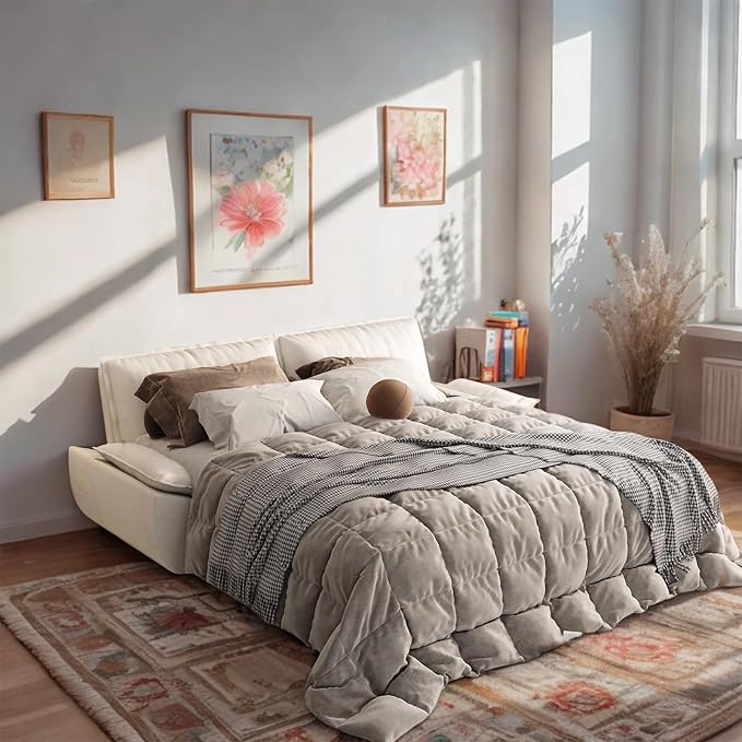 73.2-Inch Queen Size Convertible Sleeper Sofa Bed, 3-in-1 Pull-Out Futon Loveseat, Velvet Futon Couch with 2 Soft Pillows for Living Room, Office, Apartment, RV, Hide-A-Bed Fold Out Sofa&Couches