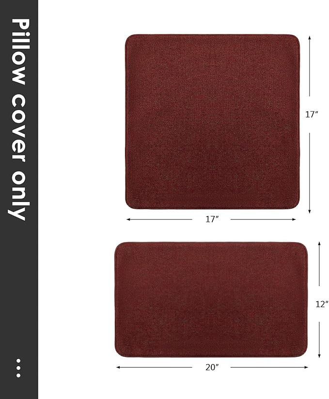 Outdoor Sunbrella Decorative Throw Pillow Covers Only, Pack of 4, 17"x17" & 20"x12" Water Repellent Replacement Lumbar Pillow Case for Patio, Couch, Sofa and Patio Furniture, Spectrum Brick