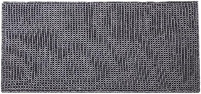 Waffle Bath Mat, Boho Bathroom Rugs Non Slip Washable Super Absorbent Quick Dry Bath Mat Farmhouse Bathroom Decor, 48"x24" Grey