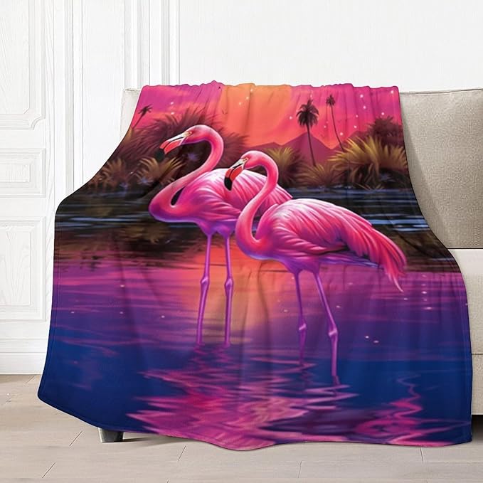 Flamingo Reflection Sunset Kid Large Dog Wearable Fleece Pet Throw Blanket for Couch Car Bed Crate, Soft Cozy Girl Boy Blanket 40x50 in