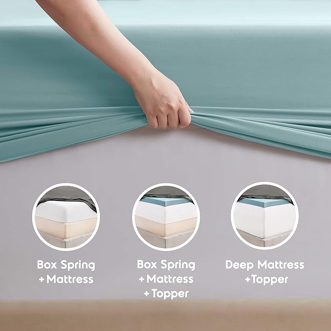 Nestl Split King Sheet Set - 1800 Ultra-Soft Microfiber Bed Sheets - Double Brushed - Deep Pockets - Easy Fit - 5 Piece Set - Bed Sheets & Pillowcases (Split King Size, Light Blue)