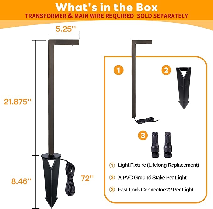 LED Pathway Lights Brass, 12V Landscape Path Lights Wired, Low Voltage Walkway Lights Outdoor Waterproof, L Shape Bronze for Backyard Garden Without G4 Bulb 8 Pack