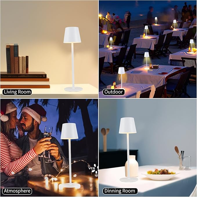 BGFHome Cordless Table Lamp LED Desk Lamp,5000mAh Rechargeable Touch Night Light Lamp,Wireless Minimalist Design for Restaurant/Bedroom/Bars/Outdoor Party/Camping/Coffee Shop(White)
