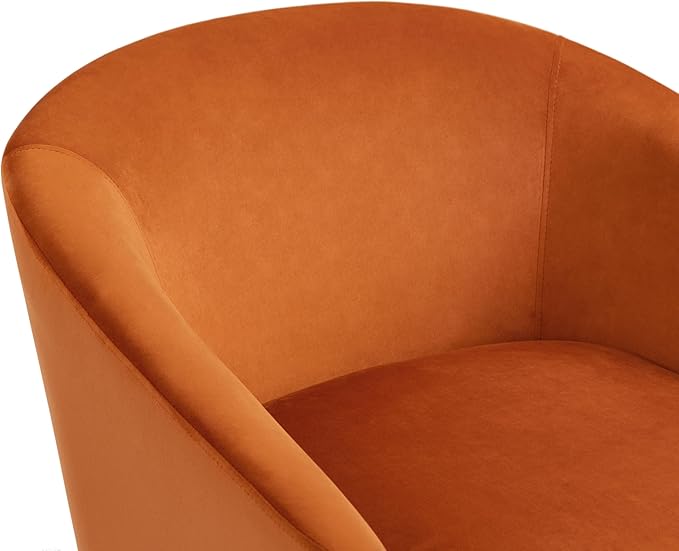 Swivel Barrel Accent Chair, Modern Round Velvet Fabric Arm Chair for Living Room, Bedroom, Comfy Club Reading Chairs for Adults(Velvet, Orange, Set of 1)