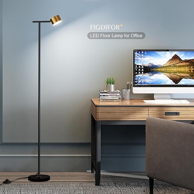 Floor Lamps for Living Room, 3 Color Temperatures Floor Reading Lamp with Flexible Head,Modern Tall Floor Lamp for Bedroom,Standing Lamp for Office Working,Black
