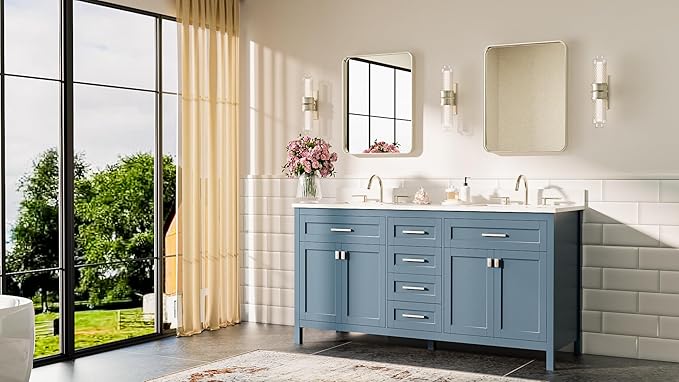 TETOTE Brushed Nickel Mirror 16 x 20 Brushed Nickel Metal Framed Bathroom Mirror, Tempered Glass, Modern Farmhouse Wall Mounted Mirror for Decorative(Horizontal/Vertical)