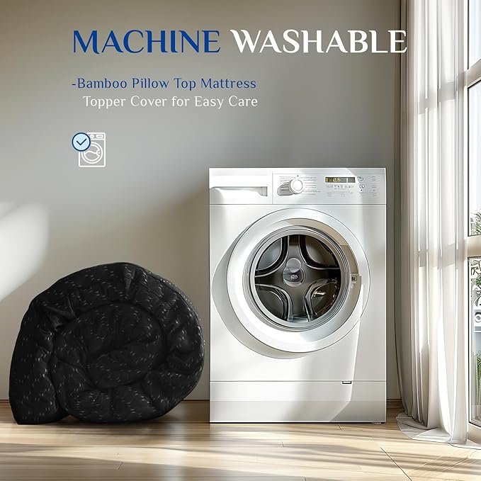 Dual Layer 3 Inch Memory Foam Mattress Topper Twin Size, 2 Inch Cooling Gel Memory Foam Plus 1 Inch Pillow Top Mattress Pad Cover, with 8-21 Inch Deep Pocket, Black