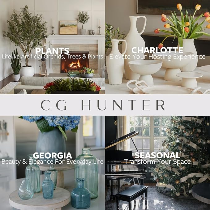 CG Hunter Faux Eucalyptus & Citrus Topiary, Set-of-2 Premium Artificial Indoor Plants, Enhances Interior Design, Lifelike-Leaves Create Realistic Natural Appearance, Grey Planter Pot Included