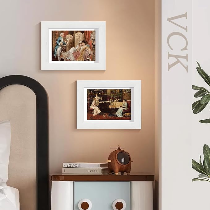 VCK 5x7 Picture Frame, White Wooden Photo Frames for Wall Hanging Gallery or Tabletop Display, 1 Pack