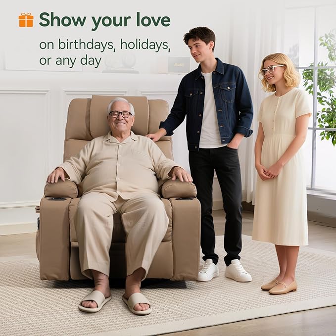 Power Lift Recliner Chair for Elderly with Heat & Massage, 160° Electric Adjustable PU Leather Recliner with Remote Control, Stand Assist, Cup Holders & Side Pockets for Living Room (Brown)