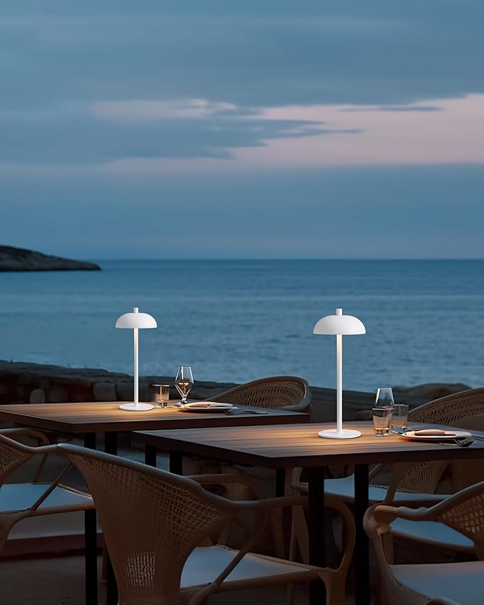 Cordless LED 12" Small Table Lamps Set of 2, Modern Portable Desk Lamp, 3 Color Dimming Rechargeable Battery Lights, for Bedroom, Outdoor, Restaurant, Bedside, Baby Night Light, Gifts (White)