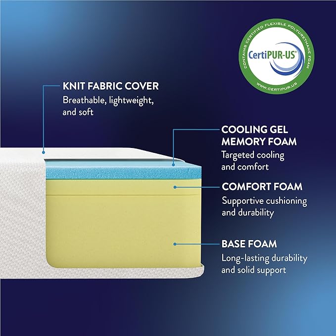 Best Price Mattress 12 Inch Memory Foam Mattress, Cooling Gel Infused, Certified Safe Foams & Fabric, Mattress in a Box, King