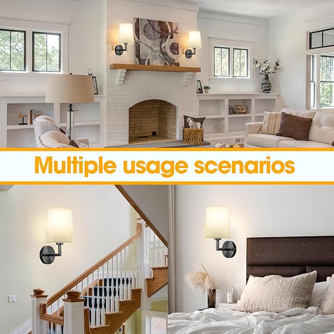 JKEYES Battery Operated Wall Sconce Set of 2,Black Cordless Wall Lights with 5200mAh Dimmable Detachable Rechargeable Bulbs, 12 Colors Sconces Wall Decor for Bedroom Living Room Hallway