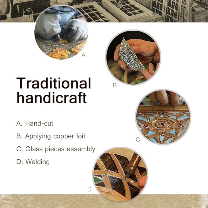 Bieye L10805 Pink Wisteria Tiffany Style Stained Glass Table Lamp, 14" W x 22.5" H