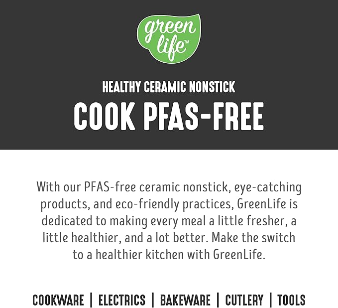 GreenLife 2QT Nonstick Saucepan with Glass Lid, Soft Grip, PFAS-Free Ceramic, Multipurpose Chef Pan, Milk & Sauce Cooking Pot, Dishwasher & Oven Safe to 350˚F, Stay-Cool Handle, Black