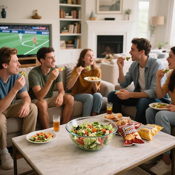 6.5 Quart Large Glass Mixing Bowls, Clear Glass Salad Bowls for Cooking, Salad Mixing, Fruit Bread Storage, Dishwasher, Microwave and Freezer