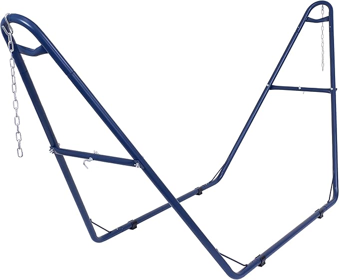 Sunnydaze Universal Double Hammock Stand Only - 550-Pound Capacity - Heavy-Duty Hammock Stand for Outside - Fits 9 to 14 Foot Hammocks - Blue