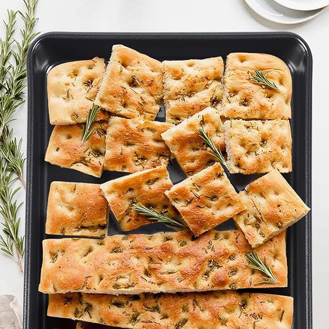 3-Pack Roasting Pan Set, Nonstick Baking Tray Set, Rectangular Bakeware for Oven, Non-Toxic Coating and Durable Quality (Black)