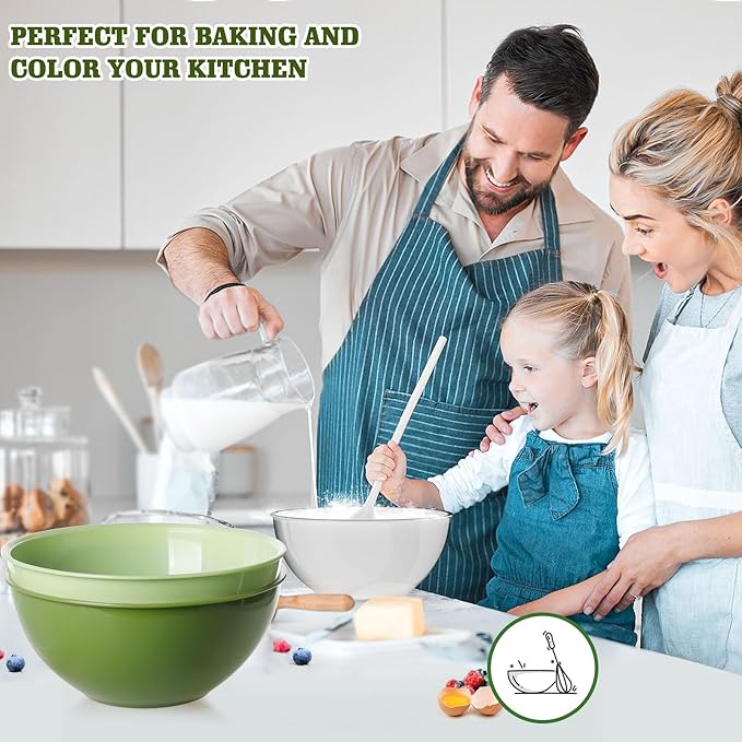 4-Piece Plastic Mixing Bowl Set, 113oz Lightweight Serving Bowls, Large Salad Bowls for Baking,Prepping, Cooking and Serving Food, Dishwasher & Microwave Safe