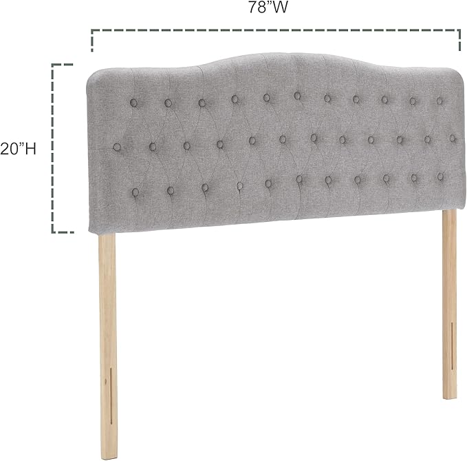 Upholstered Headboard, Button Diamond Tufted Headboards with Adjustable Height and Solid Wood Leg, Linen Fabric Padded Headboard for King Size Bed, Mordern Head Board (Grey, King)