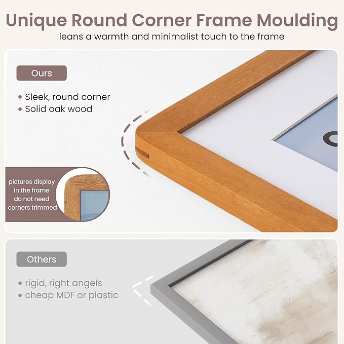 5x7 Picture Frame - Solid Teak Wood 5 x 7 Photo Frame, 5''x7'' Frame With Mat For 4x6, Tabletop and Wall Display, Hanging Hardware Included, 5 By 7 Picture Frame Wood, Natural Teak