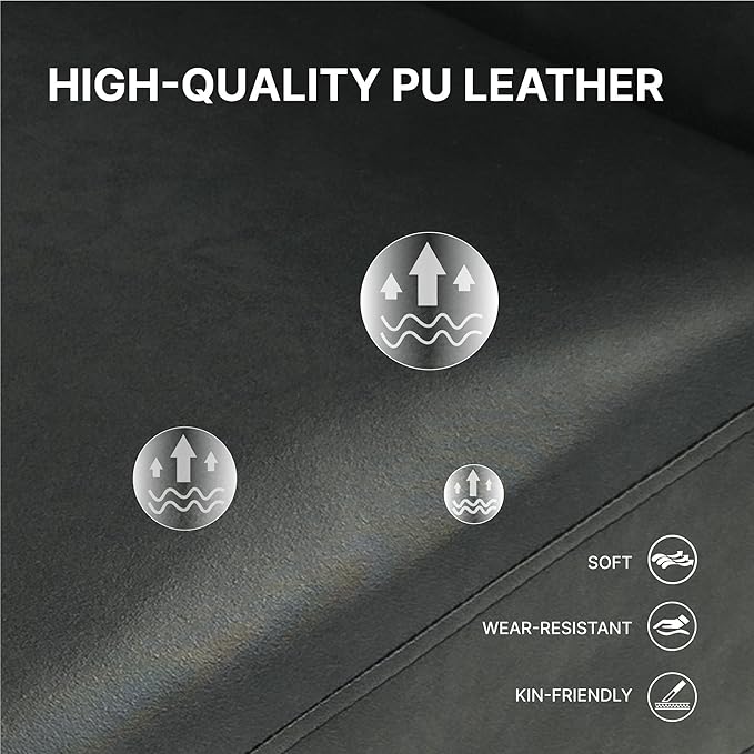 89" Sofa Couch for Living Room Faux Leather Upholstered Couch with Deep Seats and Wide Armrests 3 Seater Comfy Sofa with Cup Holders, USB & Type-C Ports, Spring Cushion, Solid Wood Frame Black