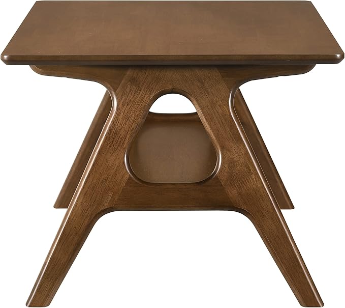 Arona Mid-Century Modern Wood Coffee Table with Shelf