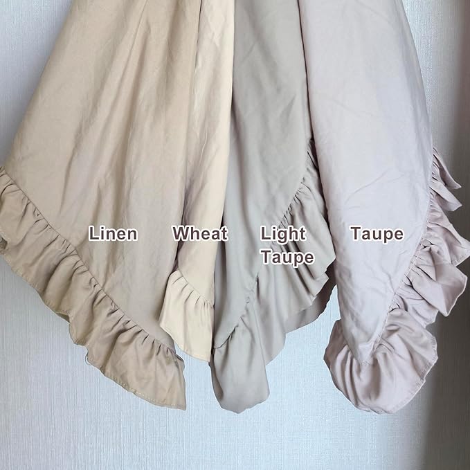 QSH Ruffled Comforter Set King Size,3PCs Light Taupe Shabby Boho Chic Bedding Comforter Sets King, Ultra Soft Farmhouse Lightweight Microfiber Inner Fill Bed Comforter Set