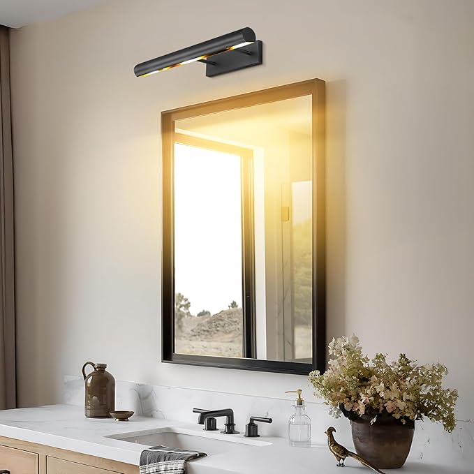 Black Picture Light, 18inch Hardwired Picture Lights, Rotatable Picture Lights for Wall, Wall Lights for Pictures, Linear Art Light for Wall Painting Display Artwork Portrait