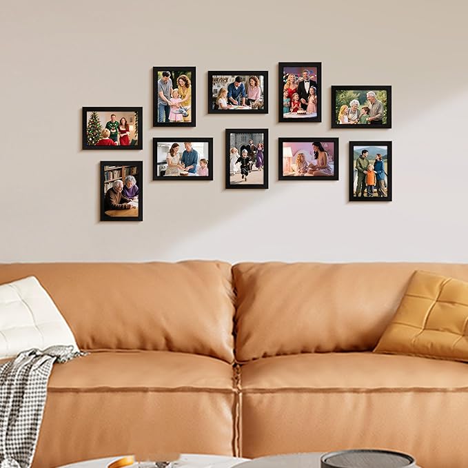 FIXSMITH 4x6 Picture Frame Set of 4, 4x6 Photo Frames with HD Plexiglass for Wall Hanging or Tabletop Display, Black