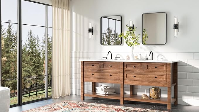 TETOTE Black Mirror 16 x 20 Matte Black Metal Framed Bathroom Mirror, Tempered Glass, Modern Farmhouse Wall Mounted Mirror for Decorative(Horizontal/Vertical)