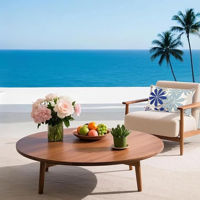 Pack of 2 Patio Lumbar Pillows, 12"x20" Fade Resistant Outdoor Waterproof Lumbar Pillow with Inners, Decorative Garden Lumbar Cushions for Home Patio Terrace Sofa Use