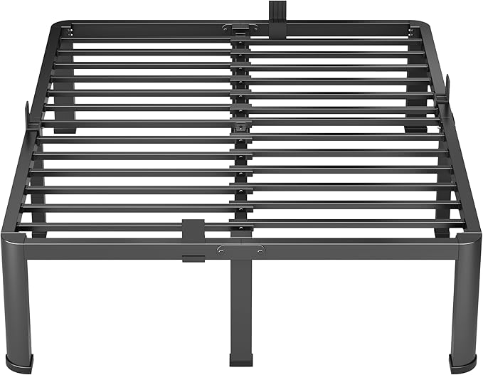 16 Inch King Heavy Duty 3500 lbs Bed Frame with Round-Corner Legs & Anti-Squeak Design – Quick Assembly Metal Platform, No Box Spring Needed