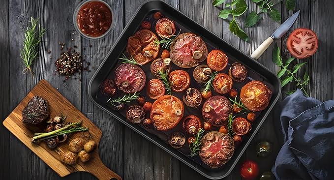 Herogo Baking Sheet Pan Set, 9×6.7×1 Inch Nonstick Carbon Steel Cookie Sheet Bakeware Set for Oven, Multipurpose Kitchen Cookware 2 Pack, Non Toxic & Heavy Duty & Easy Clean-Small