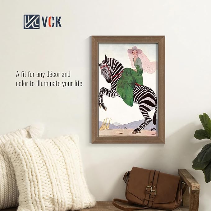 VCK 11x17 Brown Picture Frames 3 Pack, High-End Wood Wide Border Poster Frame, Multi-Directional Display Family Photos, Office Prints, Studio/Gallery/Home Artwork