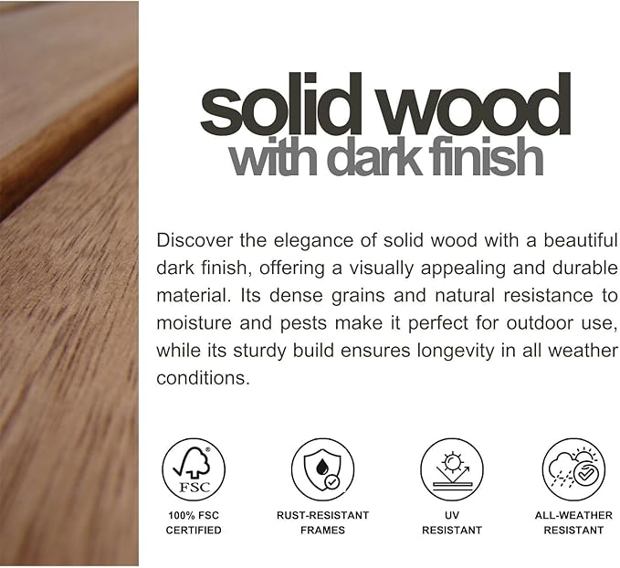 Amazonia 7-Piece Patio Dining Set, Dark Teak Finish and Ideal for Outdoors