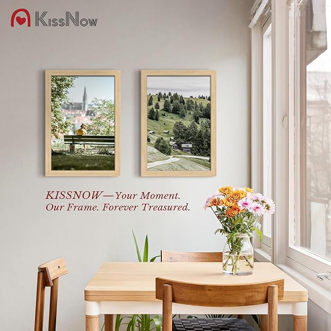 13x19 Picture Frame set of 4, Natural Oak Wood Poster Frame, Wall Hanging