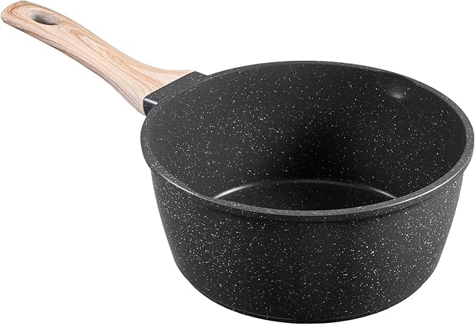 VEVOR 2.5 QT Saucepan, Nonstick Saucepan with Tempered Glass Lid, Multipurpose Cooking Sauce Pot with Detachable Handle, Sauce Pan Small Kitchen Cooking Pot with Coating, Induction Compatible, Black