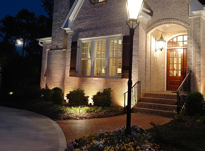 GKOLED 4-Pack Low Voltage LED Landscape Flood Light, 9-15V AC/DC Outdoor Wall Wash Lighting, 5W 450LM Waterproof Landscape Spotlight with Slot Spike, 3000K, Adjustable Knuckle Mount, Die-cast Aluminum