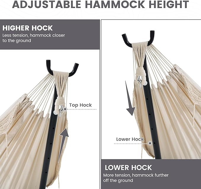 Lazy Daze Hammocks 9FT Double Hammock with Sturdy Steel Stand and Durable Fabric, Camping Lace Hammocks Include Portable Carrying Case, 450 LBS Capacity