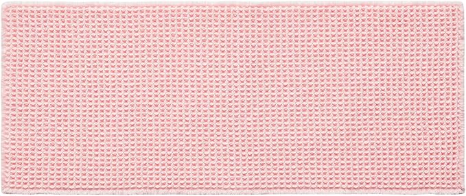 Light Peachy Pink Bathroom Rugs, Waffle Bath Mat Non Slip Washable Quick Dry Cute Bath Mat Boho Farmhouse Bathroom Decor, 48"x24" Light Peachy Pink