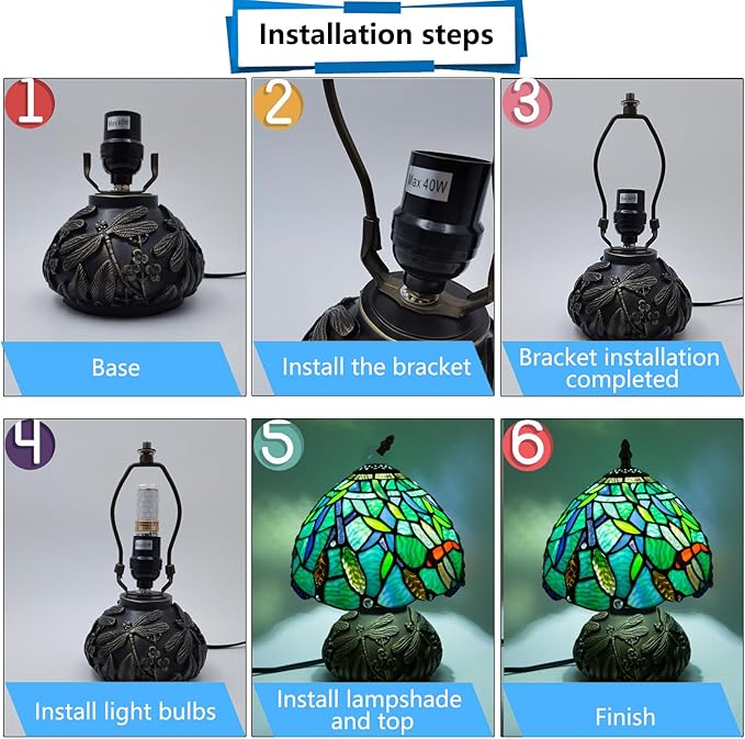 Small Tiffany Stained Glass Lamp, 3 Color Temperatures Bedside Lamp, 8 Inch Mushroom Desk Light for Bedroom Living Room Office Home Decor (Wheat Pattern)