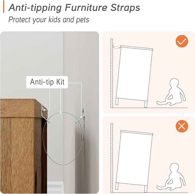 WAMPAT TV Stand Dresser for 32+ Inches TVs, Wood Media Console Table with 3 Drawers, Modern Highboy Entertainment Center with Storage for Living Room Bedroom, Oak Brown